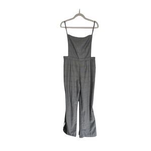 INA Black & White Plaid Adjustable Straps Back Zipper One Piece Overalls Size L
